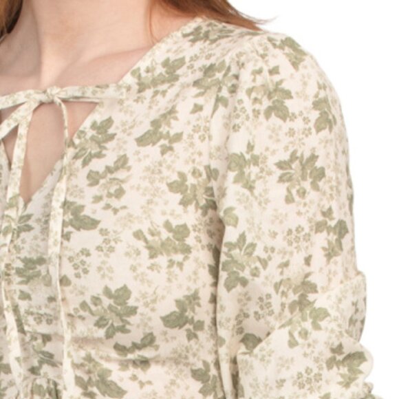 LUNA SKIES Linen Blend Printed Long Sleeve Maxi Dress - Picture 3 of 3